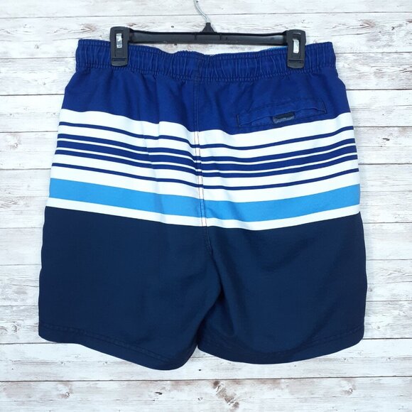 Nautica Mens Swim Trunks M Mesh Lined Blue Stripe 50A - Picture 2 of 3